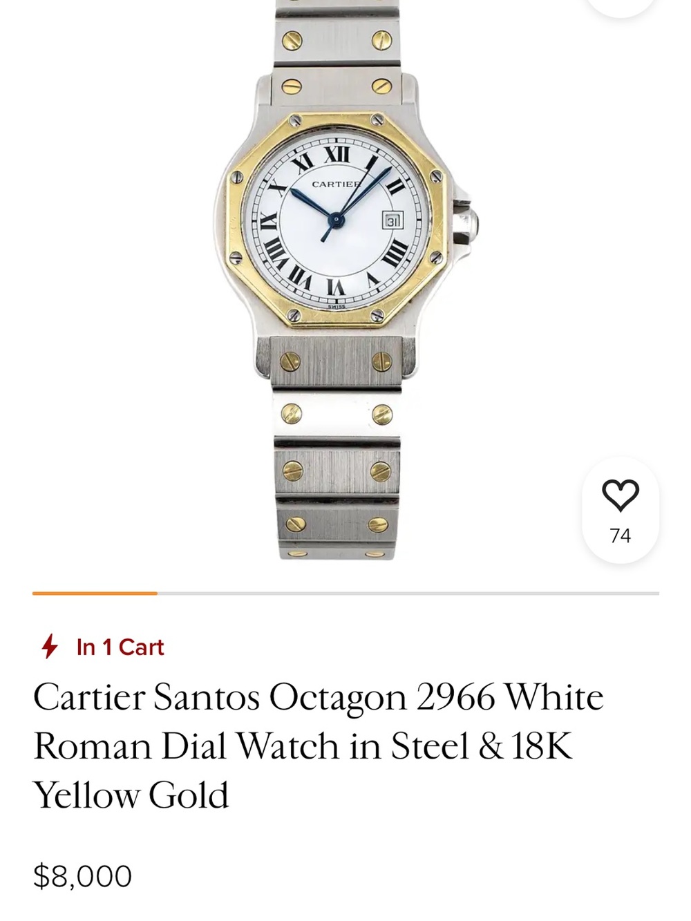 Vintage 1990s Cartier Santos Octagonal Two-Tone — 30mm - Picture 6 of 6